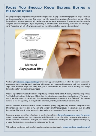 Facts You Should Know Before Buying a Diamond Rings