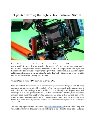Tips On Choosing the Right Video Production Service