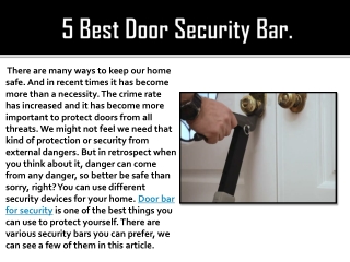 5 Best Door Security Bar