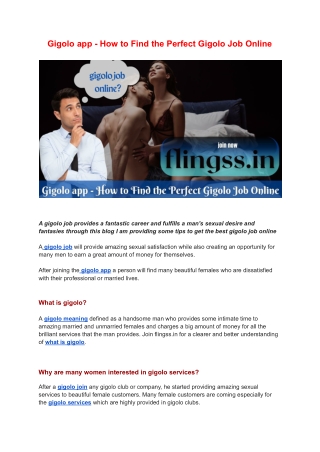 Gigolo app - How to Find the Perfect Gigolo Job Online