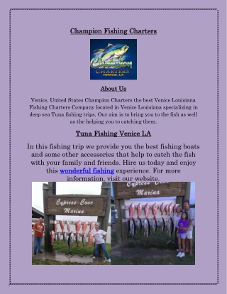 Tuna Fishing Venice LA