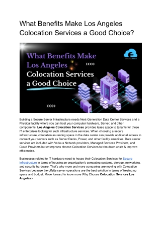 Why Choose Los Angeles Colocation Services for Secure Infrastructure