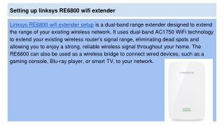 Setting up linksys RE6800 wifi extender