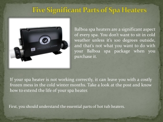 5 Significant Parts of Spa Heaters