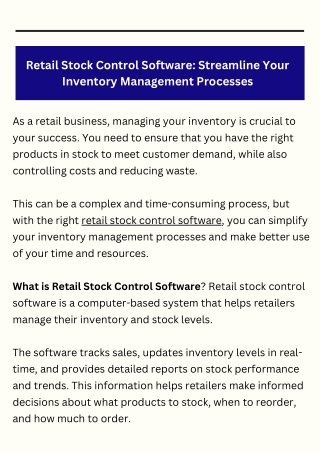 A Deep Guide to Retail Stock Control Software | Ausuma