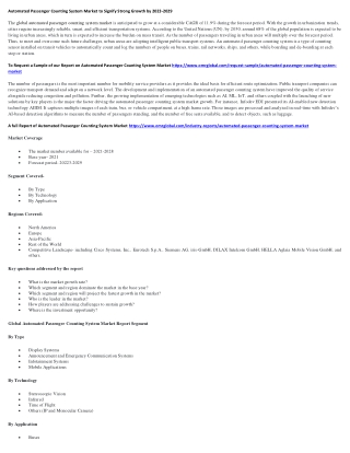 Automated Passenger Counting System Market