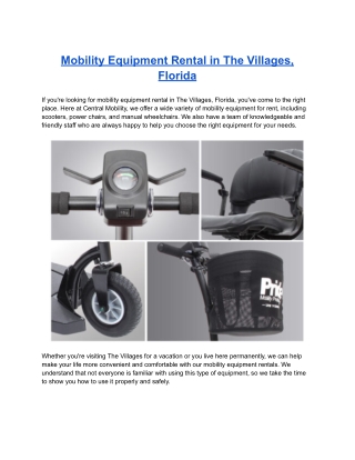 Mobility Equipment Rental in The Villages, Florida