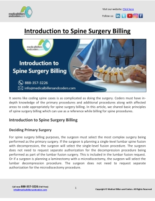 Introduction to Spine Surgery Billing