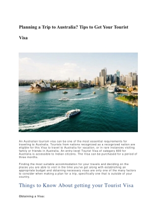 Planning a Trip to Australia? Tips to Get Your Tourist Visa