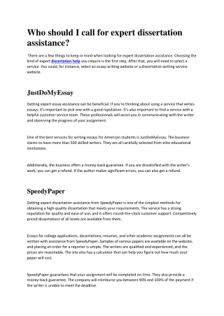 Who should I call for expert dissertation assistance