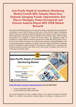 Asia-Pacific Depth of Anesthesia Monitoring Market Growth 2022-2032