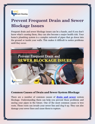 Prevent Frequent Drain and Sewer Blockage Issues