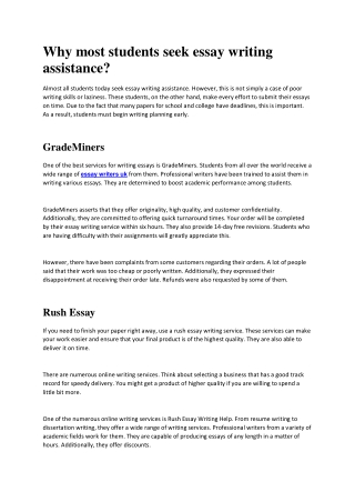 Why most students seek essay writing assistance