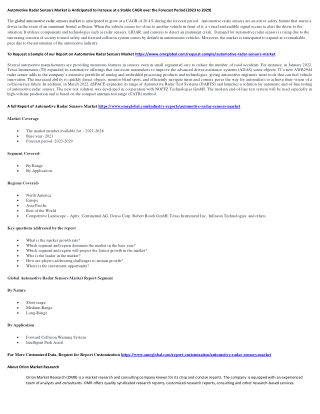 Automotive Radar Sensors Market