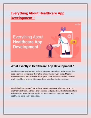 Everything About Healthcare App Development !