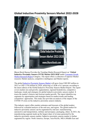 Global Inductive Proximity Sensors Market 2022-2028