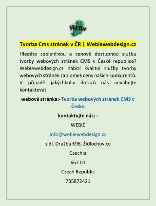 Tvorba Cms stránek v ČR | Webiewebdesign.cz