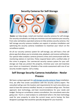 Self Storage Security Cameras Installation - Nexlar Process