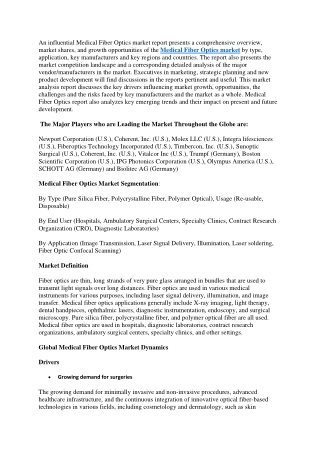 Medical Fiber Optics Market