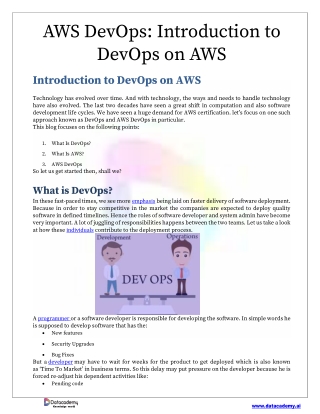 AWS DevOps: Introduction to DevOps on AWS