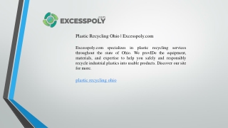 Plastic Recycling Ohio  Excesspoly.com