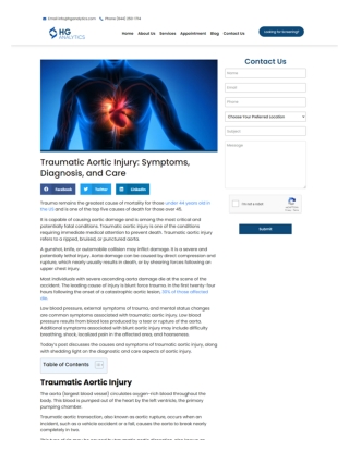 Traumatic Aortic Injury Symptoms, Diagnosis, and Care