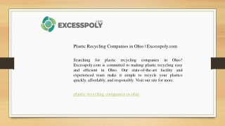 Plastic Recycling Companies in Ohio  Excesspoly.com