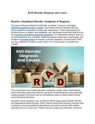 RAD Disorder Diagnosis and Causes