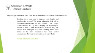 Height Adjustable Desk Sale  Your Way to a Healthier You