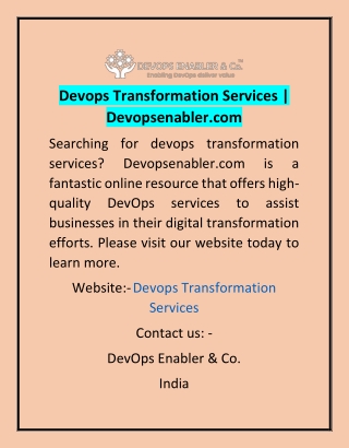 Devops Transformation Services | Devopsenabler.com