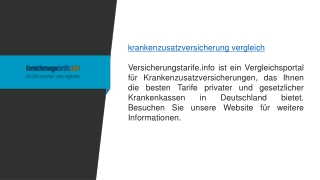 Vergleich von Krankenzusatzversicherungen  Versicherungstarife.info