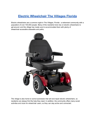 Electric Wheelchair in The Villages, Florida