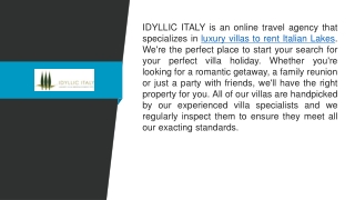 Luxury Villas to Rent in the Italian Lake Region  Idyllicitaly.co.uk