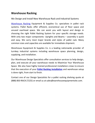 Warehouse Racking PDF