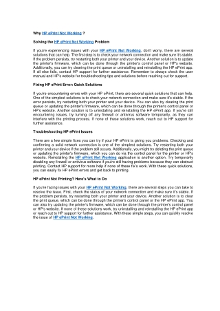 Why HP ePrint Not Working1