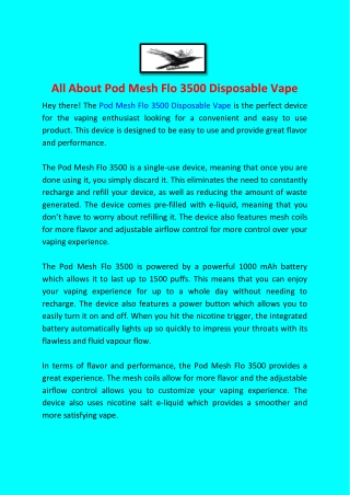 All About Pod Mesh Flo 3500 Disposable Vape