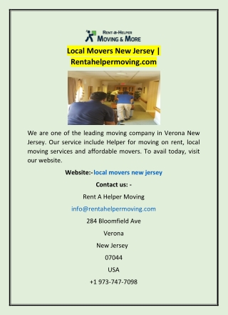 Local Movers New Jersey | Rentahelpermoving.com