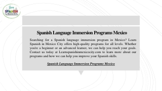 Spanish Language Immersion Programs Mexico | Learnspanishinmexicocity.com