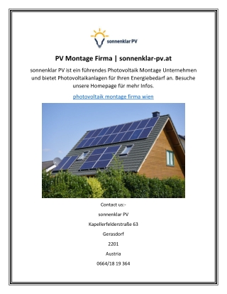 PV Montage Firma  sonnenklar-pv.at