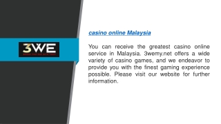 Casino Online Malaysia  3wemy.net