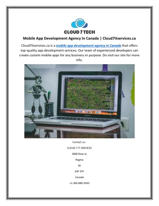Mobile App Development Agency In Canada  Cloud7itservices.ca