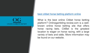 Best Citibet Horse Betting Platform Online  Onlinegambling-review.com