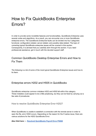 How to Fix QuickBooks Enterprise Errors [QuickBooks Error Code H505]