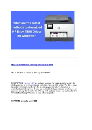 What do you mean by driver hp envy 4500?