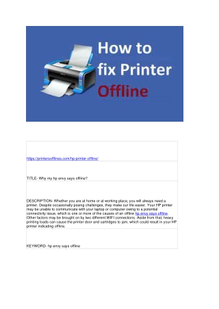 Why my hp envy says offline?