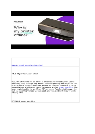 Why my hp envy says offline?