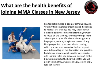 What are the health benefits of joining MMA Classes in New Jersey