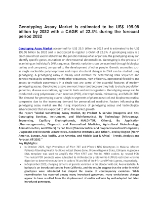 Genotyping Assay Market