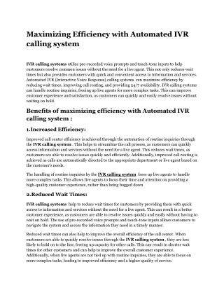 Maximizing Efficiency with Automated IVR calling system.docx