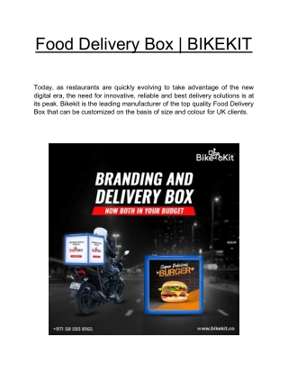 Food Delivery Box  | BIKEKIT